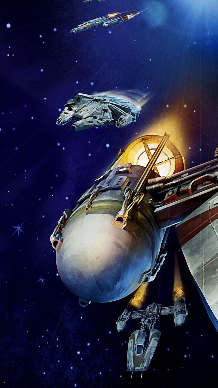 Обои Y-крыл, звездные войны, произведение искусства, космическое пространство, космическая станция в разрешении 720x1280