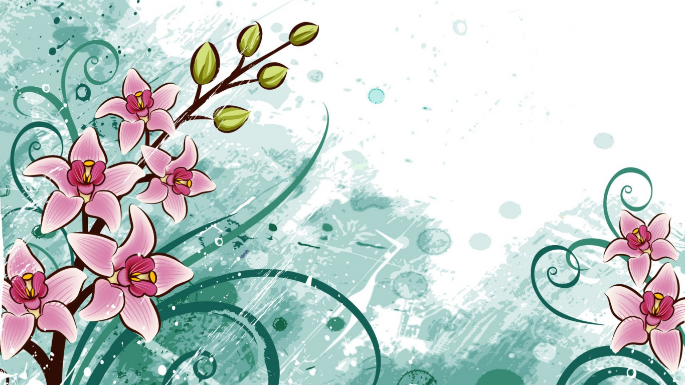 Обои цветок, цветочный дизайн, розовый, ветвь, растение в разрешении 1366x768