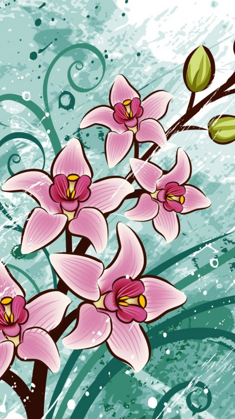 Обои цветок, цветочный дизайн, розовый, ветвь, растение в разрешении 750x1334