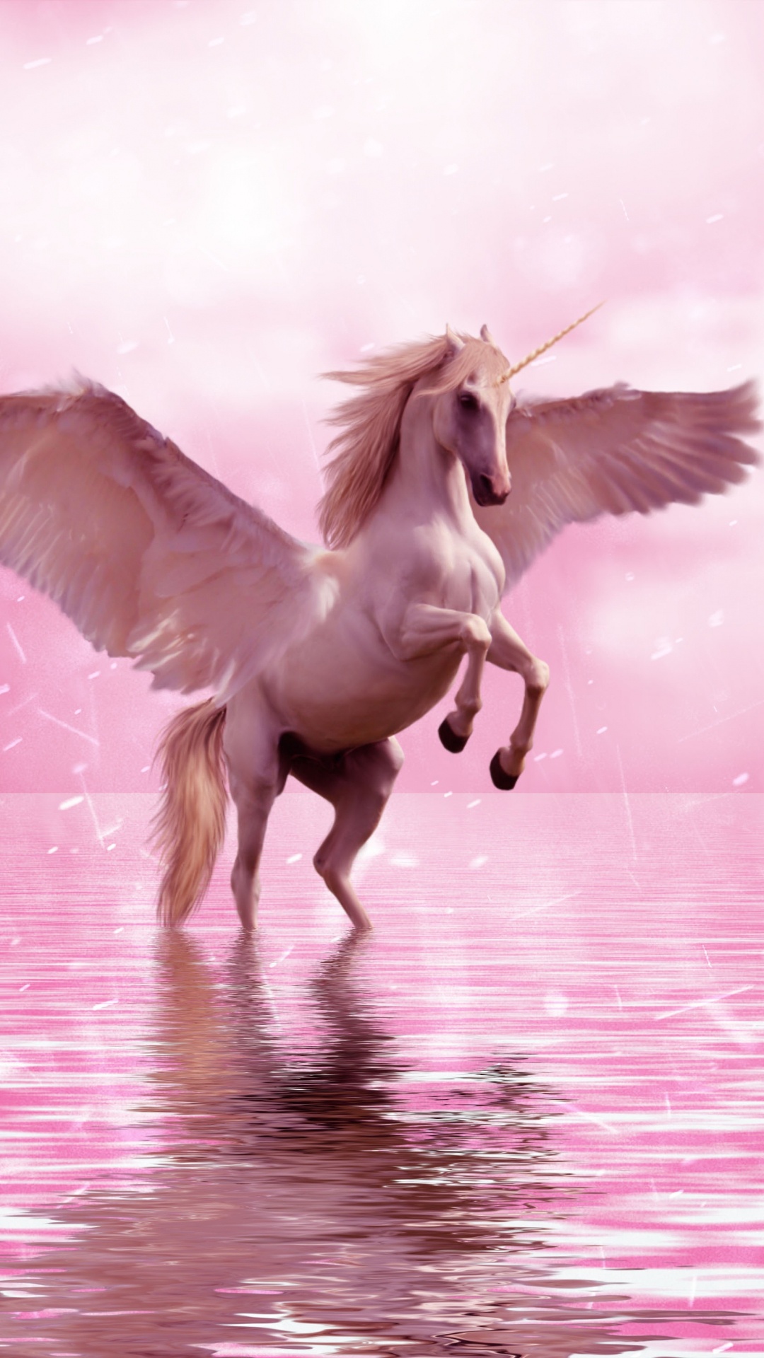 Обои единорог, Пегас, конь, крыло, розовый в разрешении 1080x1920