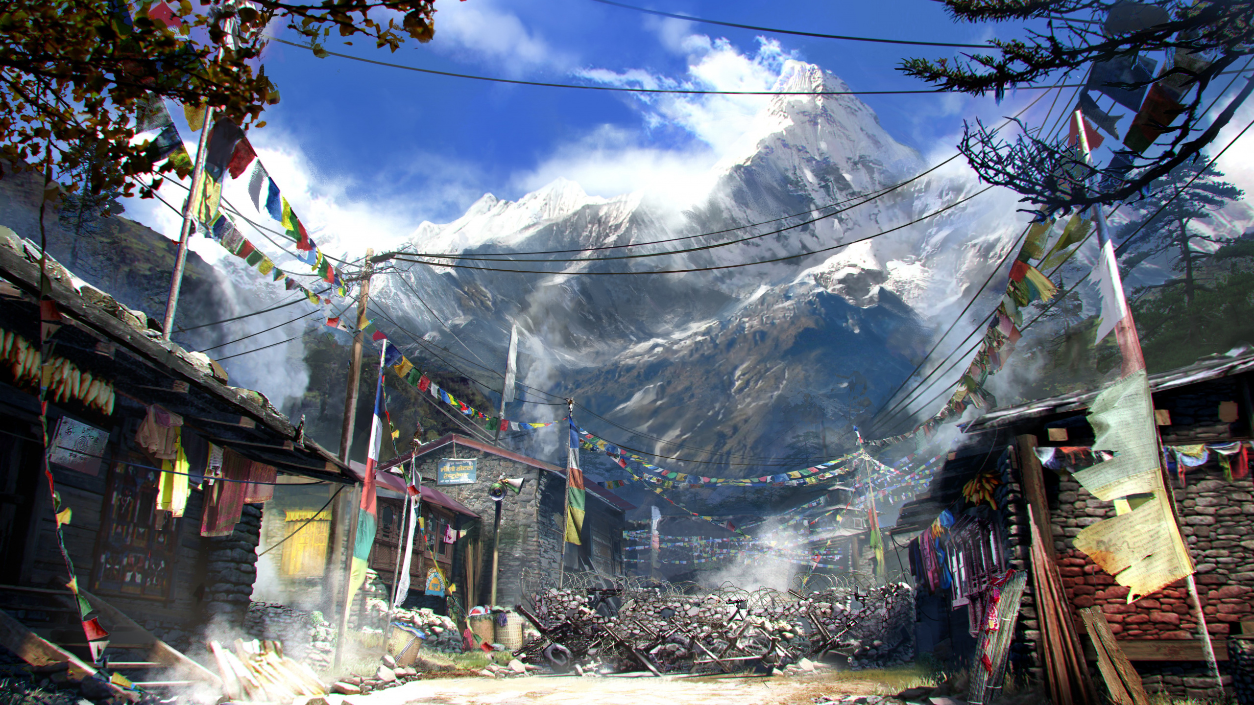 Обои far cry 4, концепт арт, ubisoft, гора, дерево в разрешении 2560x1440