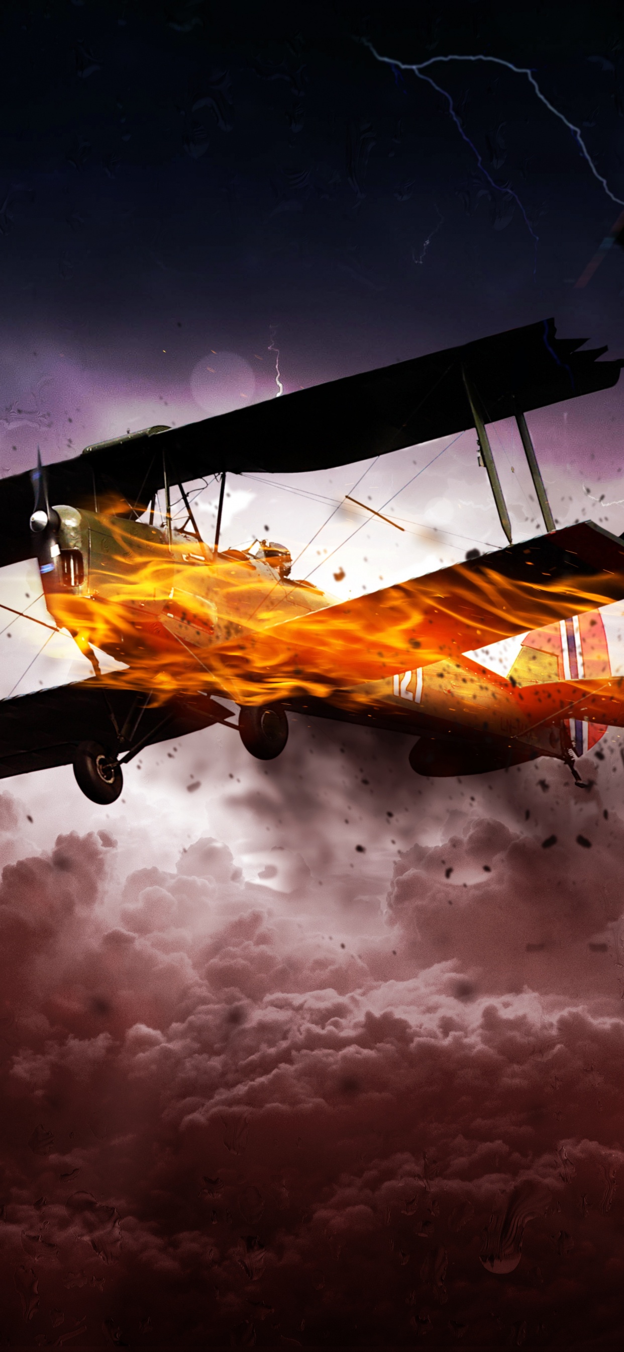 Обои атмосфера, пропеллерные самолеты, самолет, аэрокосмическая техника, авиация в разрешении 1242x2688