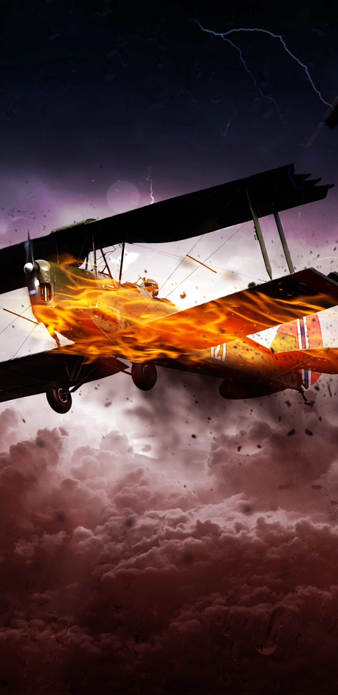 Обои атмосфера, пропеллерные самолеты, самолет, аэрокосмическая техника, авиация в разрешении 1440x2960