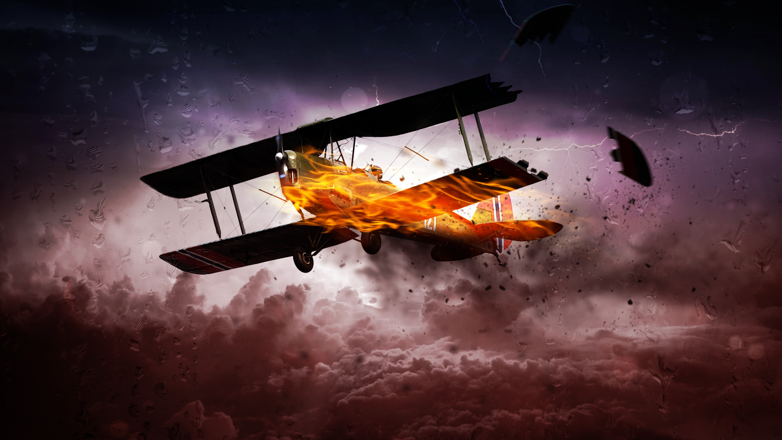 Обои атмосфера, пропеллерные самолеты, самолет, аэрокосмическая техника, авиация в разрешении 2560x1440