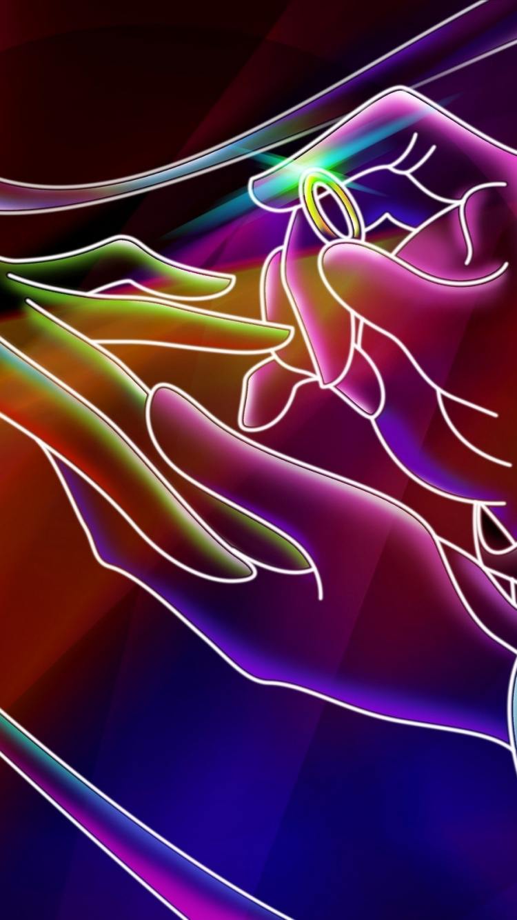 Обои свет, фрактальное искусство, неон, графика, арт в разрешении 750x1334