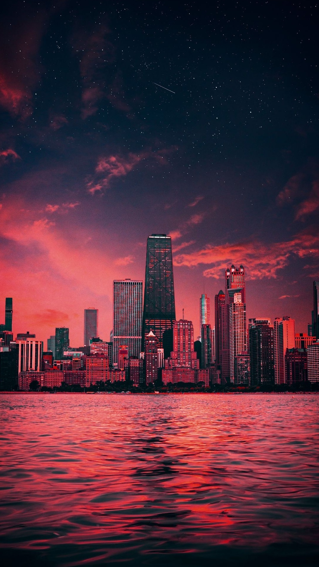 Обои вода, небоскреб, здание, облако, атмосфера в разрешении 1080x1920