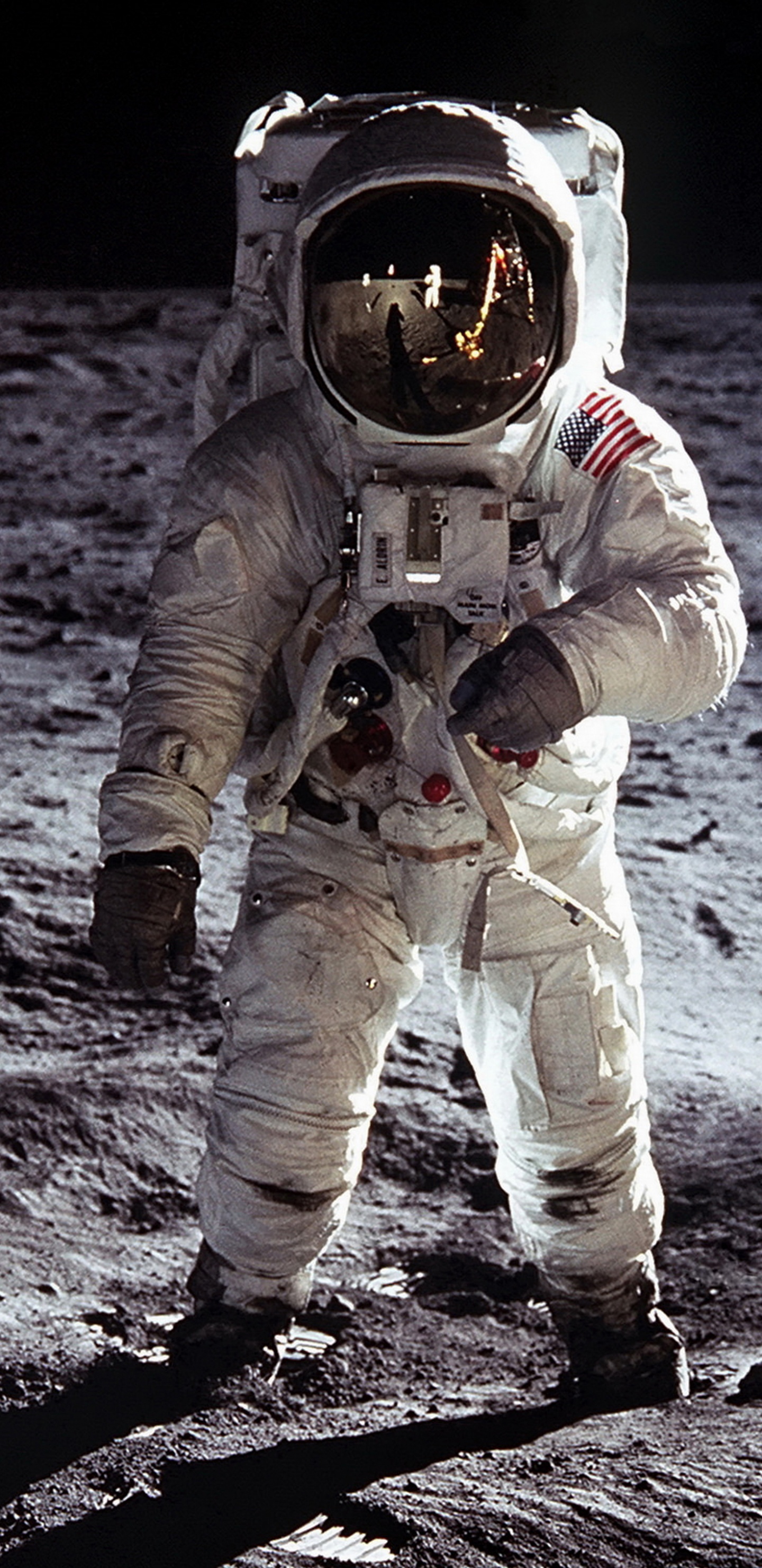 Обои Аполлон 11, луна, астронавт, астрономический объект, космос в разрешении 1440x2960