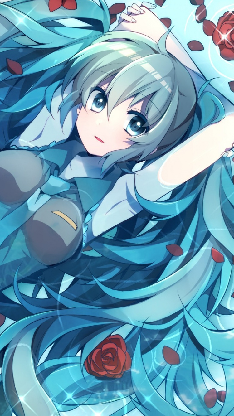 Обои Хацунэ Мику, вокалоид, аниме, иллюстрация, арт в разрешении 750x1334