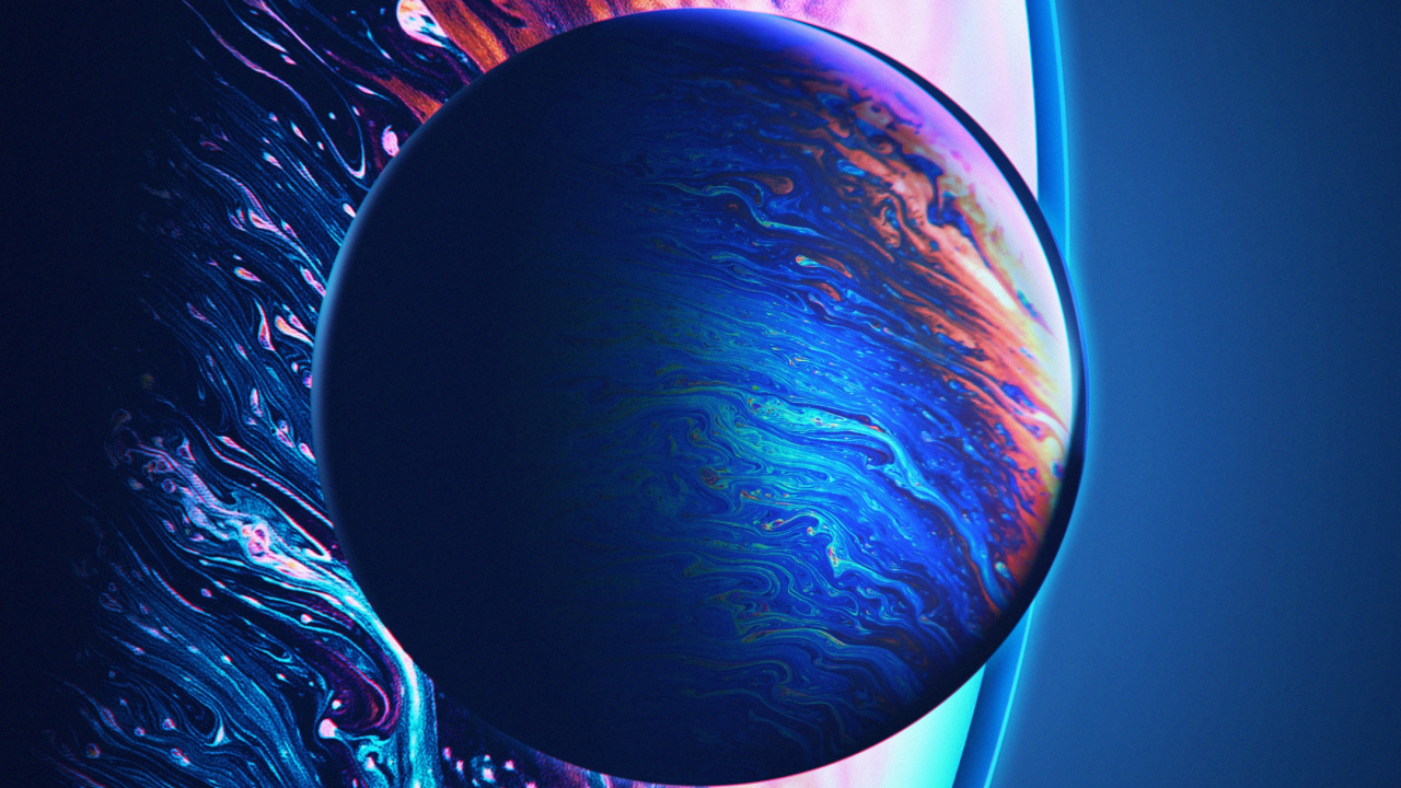 Обои земля, космос, графика, вода, жидкий в разрешении 1280x720