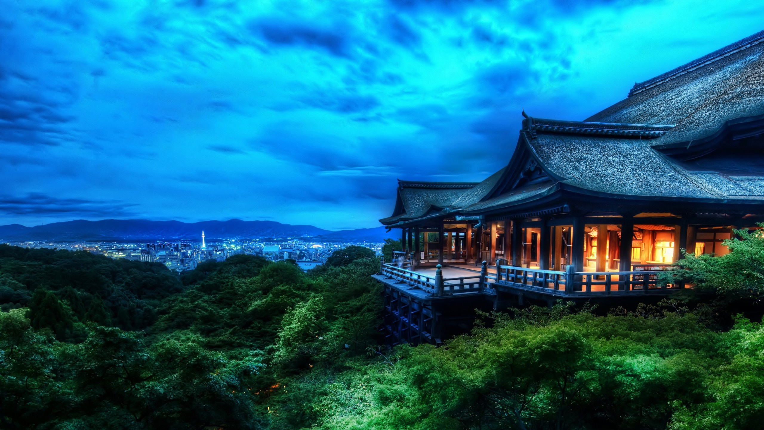 Обои природа, облако, пейзаж, дерево, храм в разрешении 2560x1440