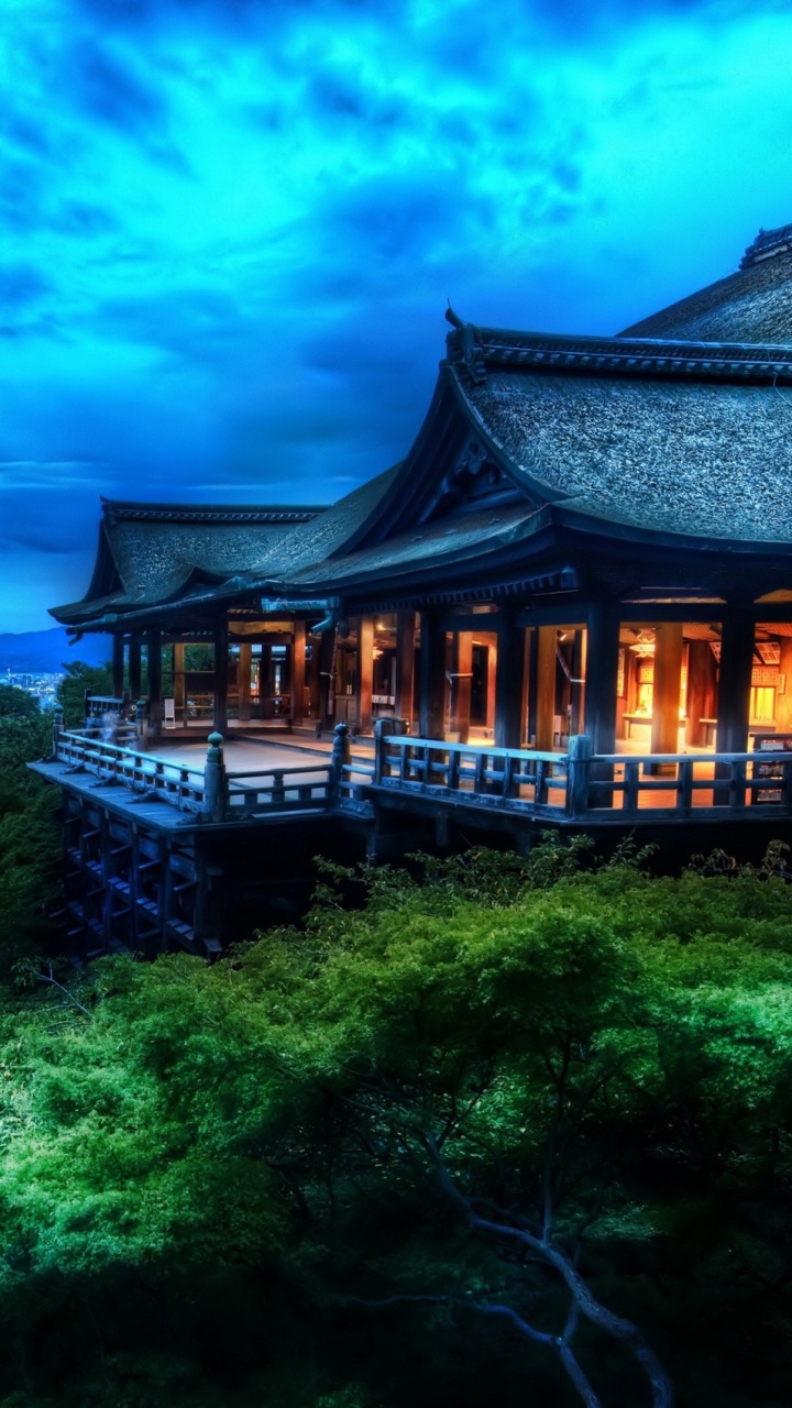 Обои природа, облако, пейзаж, дерево, храм в разрешении 720x1280