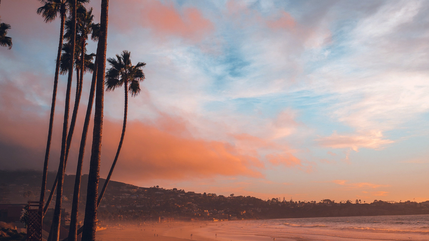 Обои словарь неясных печалей, ла-Джолла, облако, растение, послесвечение в разрешении 1366x768