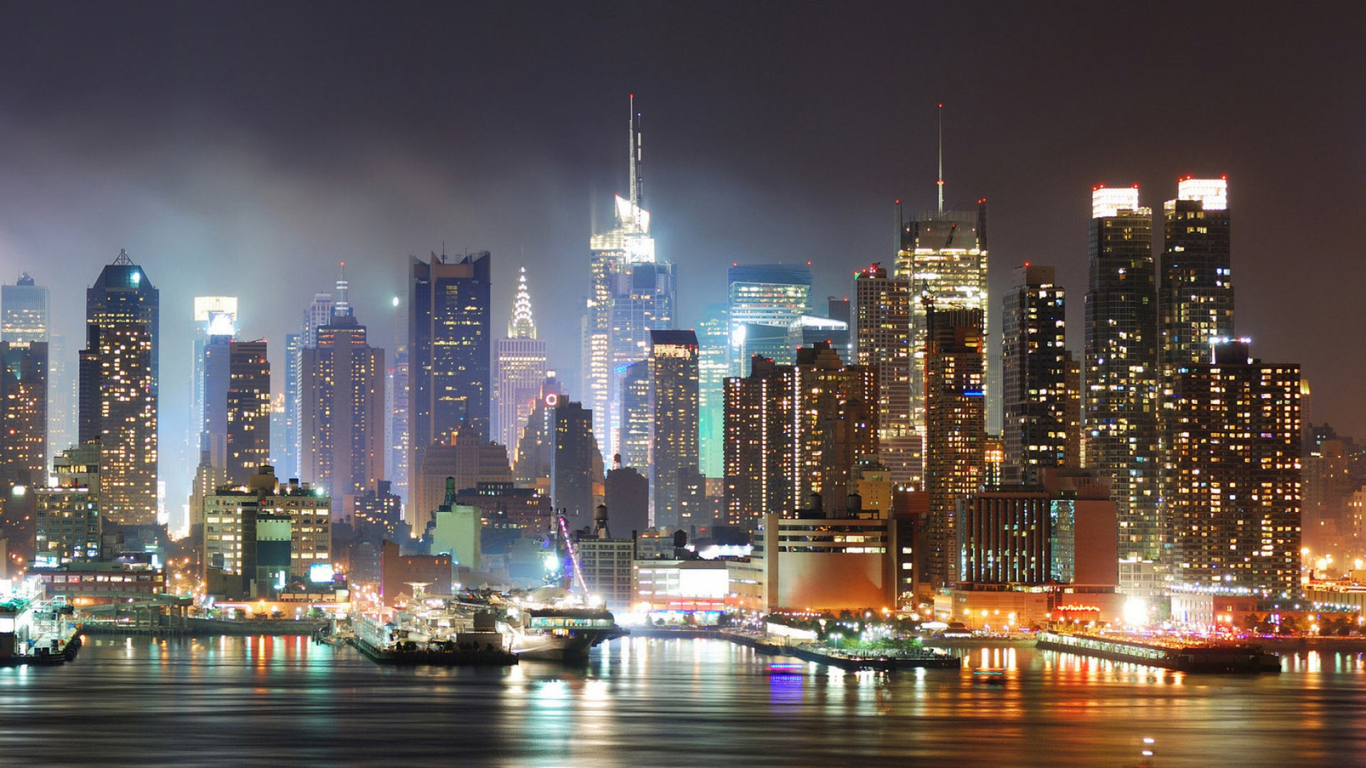 Обои городской пейзаж, город, метрополия, линия горизонта, небоскреб в разрешении 1920x1080