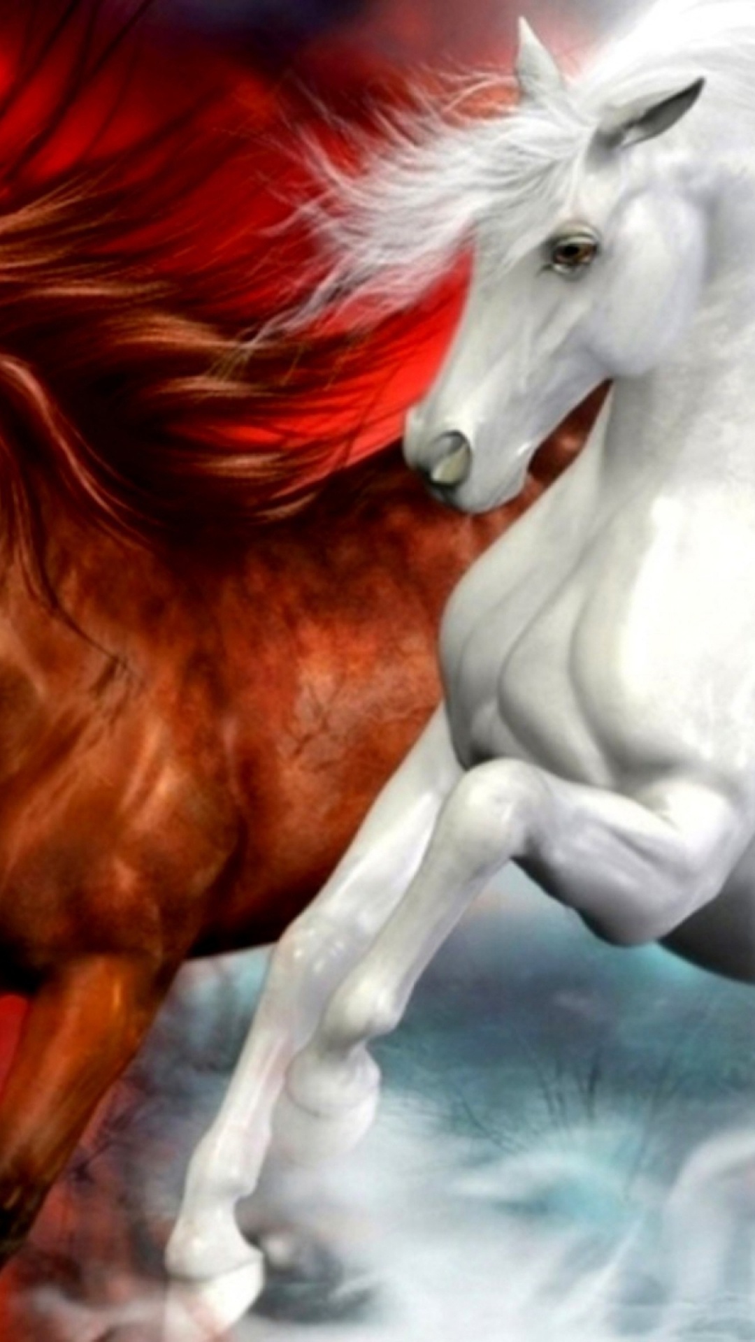 Обои арт, иллюстрация, пони, живопись, небо в разрешении 1080x1920