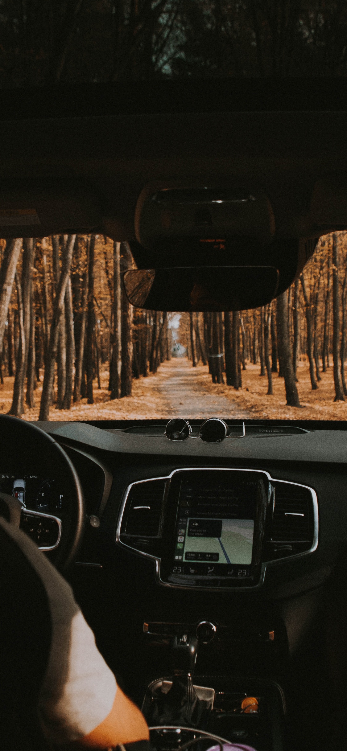 Обои двери автомобиля, зеркало заднего вида, вождение, дорога, Король в разрешении 1125x2436