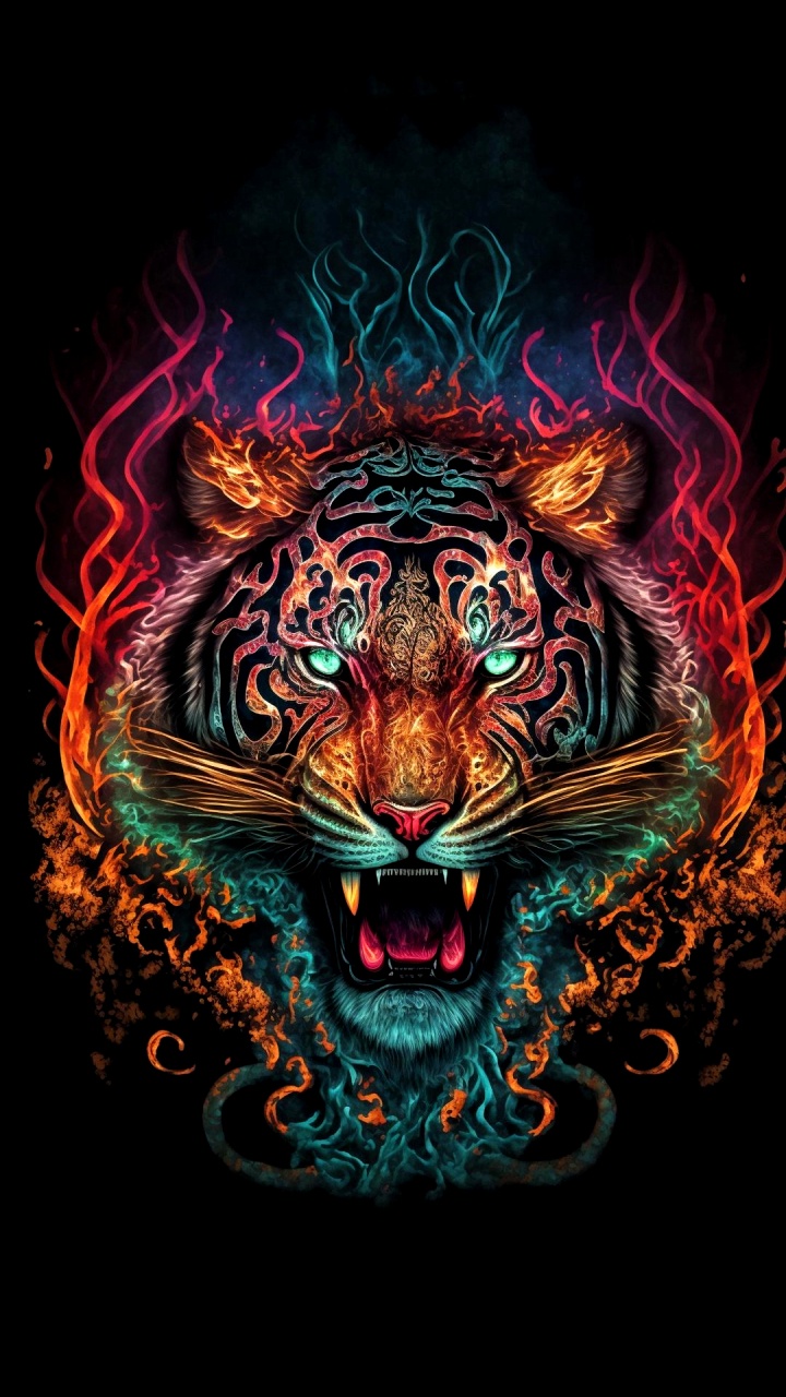 Обои иллюстрация, Лев, тигр, Леопард, Ягуар в разрешении 720x1280