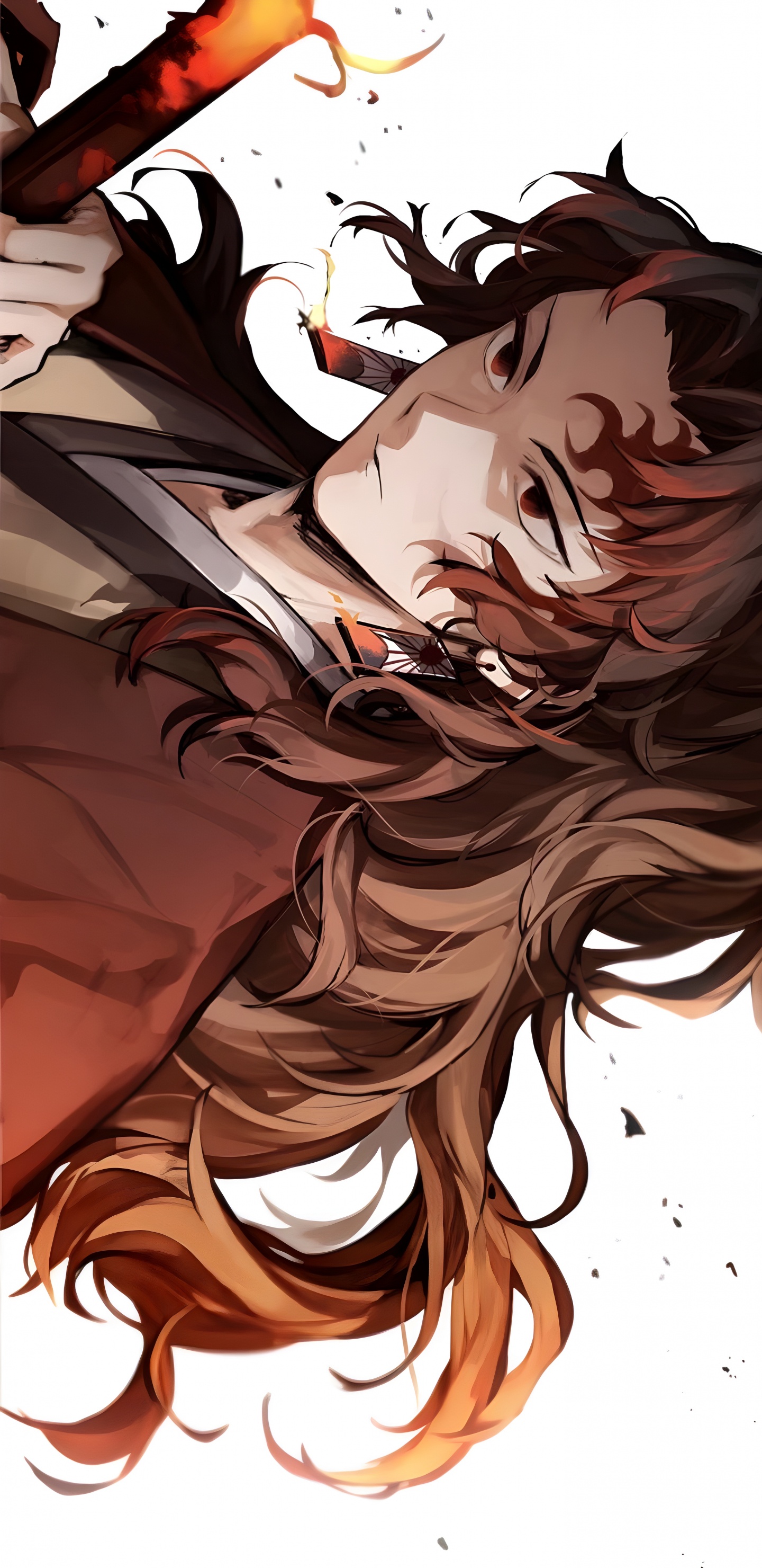 Обои мультик, убийца демонов kimetsu no yaiba, гию томиока, рукав, Акихито Kanbara в разрешении 1440x2960