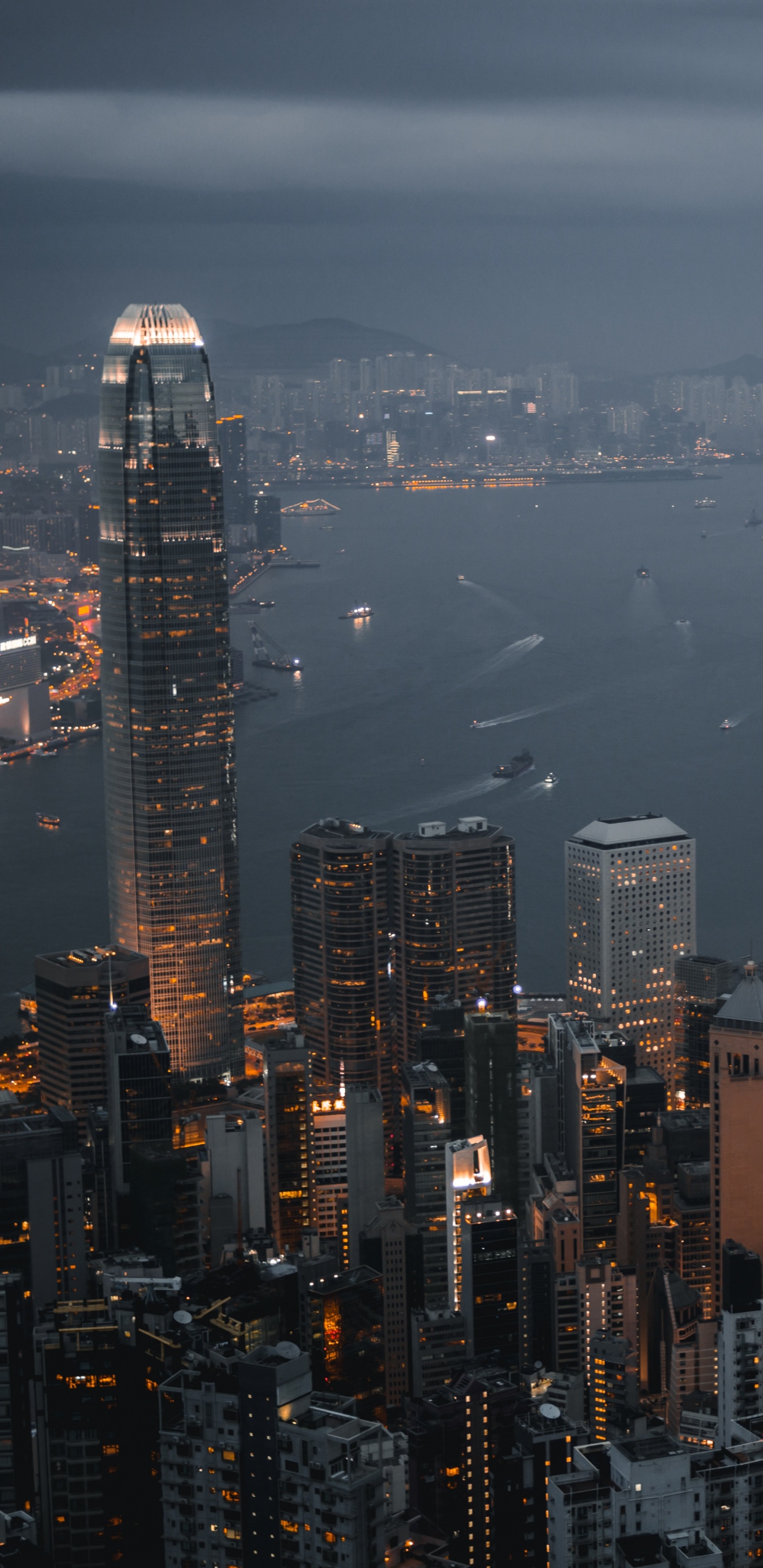 Обои Гонконг, городской пейзаж, город, метрополия, городской район в разрешении 1440x2960
