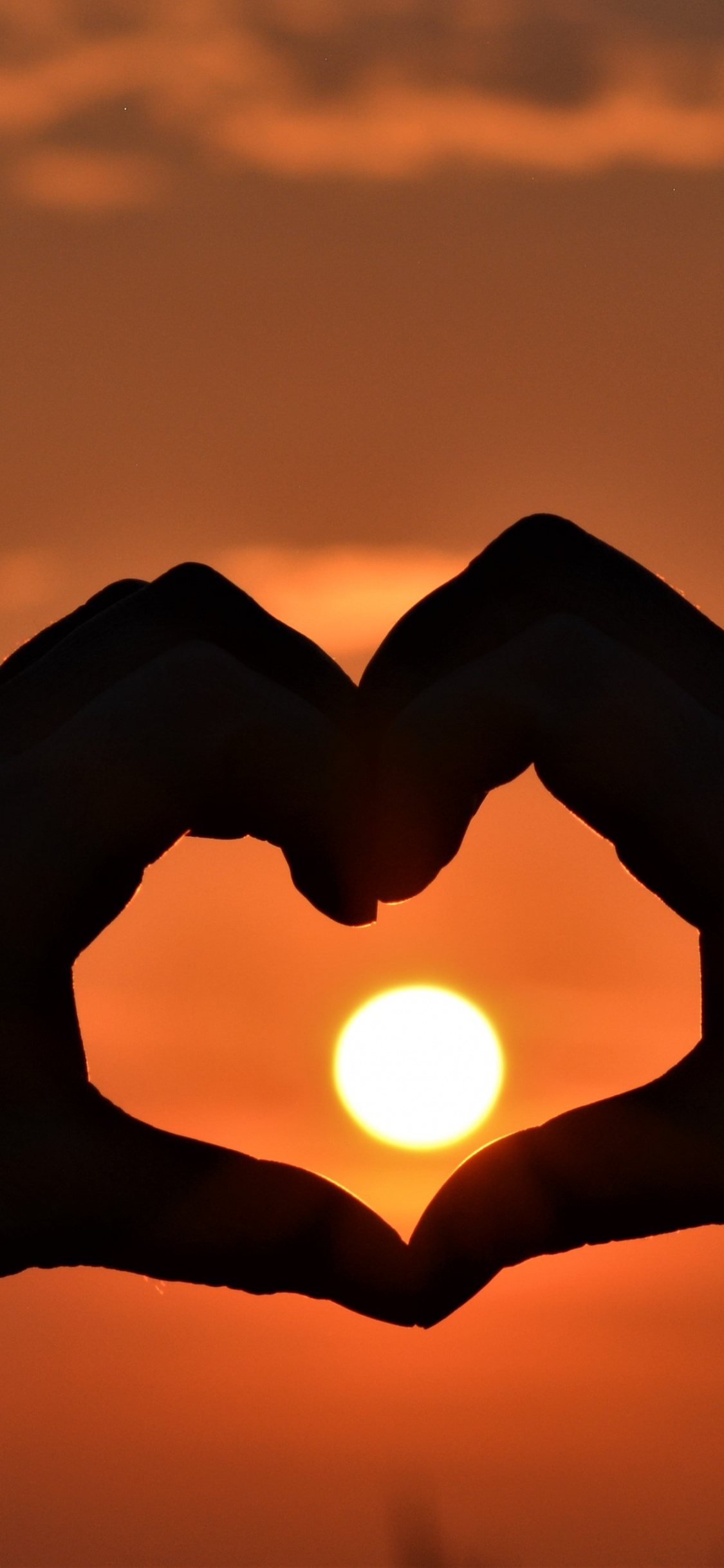 Обои сердце, Рука сердце, роман, любовь, закат в разрешении 1125x2436