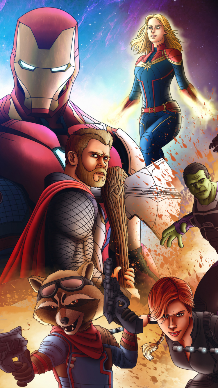 Обои Мстители Эндшпиль, ТОР, мститель, супергерой, арт в разрешении 750x1334