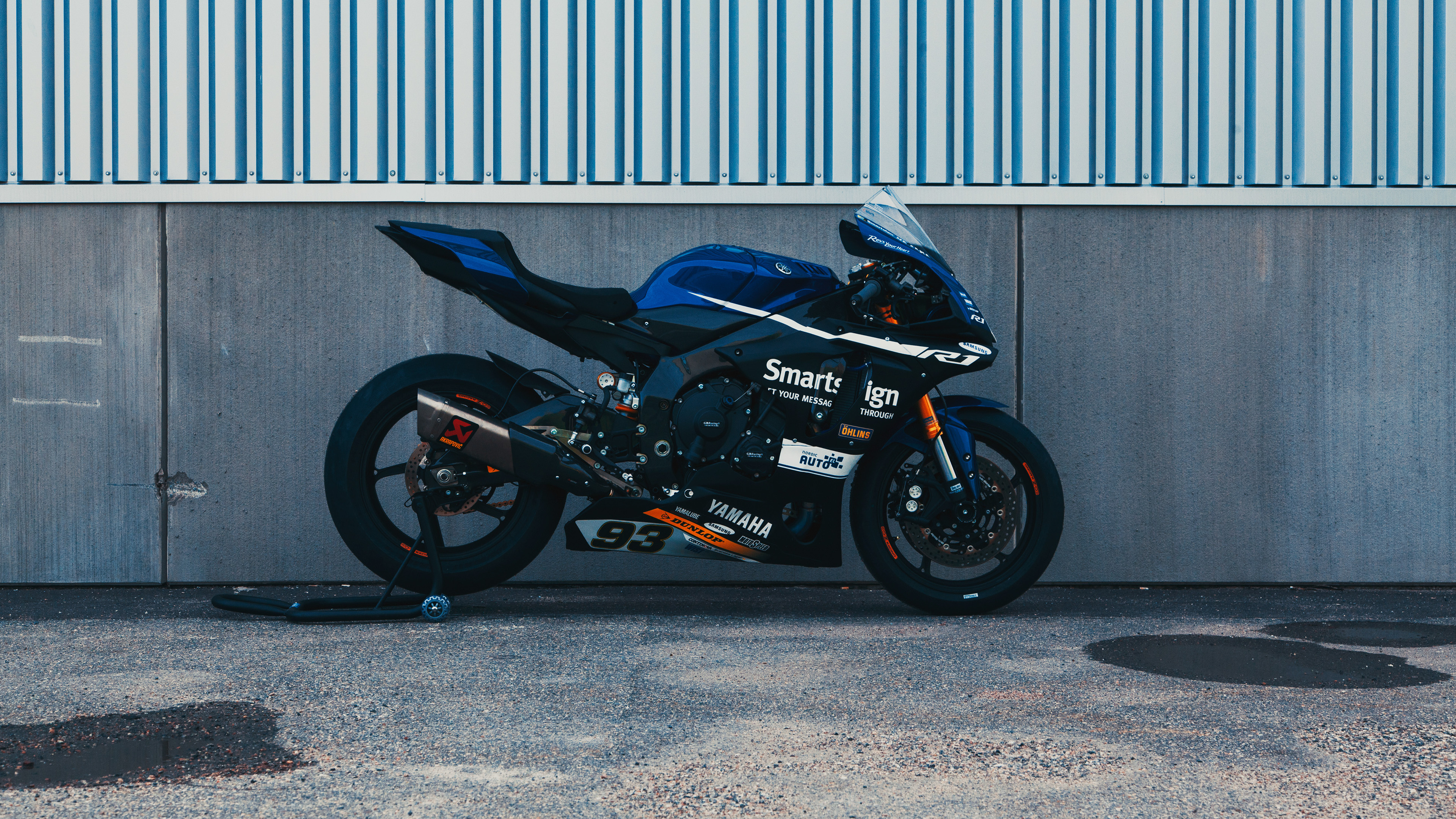 Обои мотоцикл, Ямаха мотор Компани, авто, автомобильных выхлопных, обод в разрешении 3840x2160