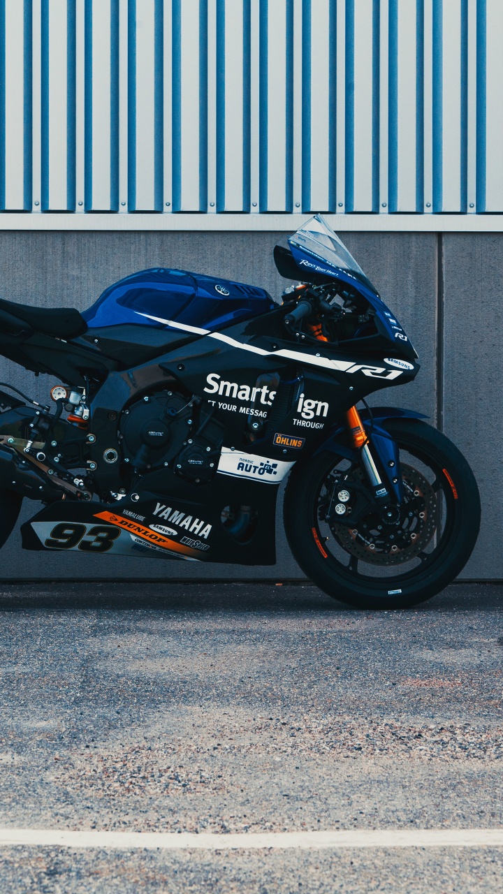 Обои мотоцикл, Ямаха мотор Компани, авто, автомобильных выхлопных, обод в разрешении 720x1280