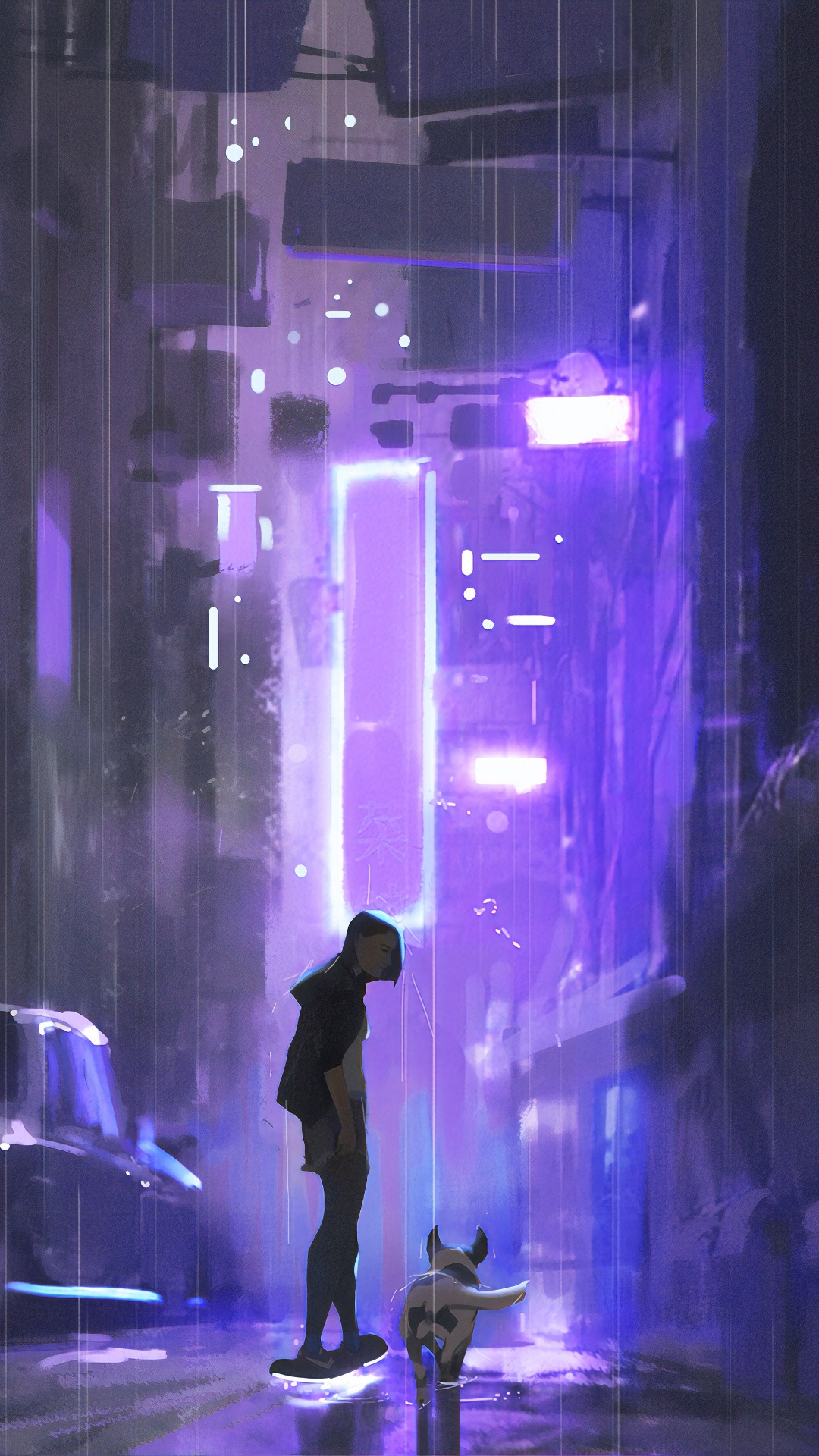 Обои неоновый скейтборд, скейтборд, скейтбординг, арт, пурпур в разрешении 1080x1920