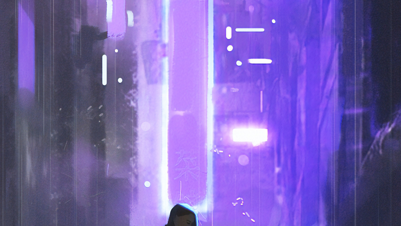 Обои неоновый скейтборд, скейтборд, скейтбординг, арт, пурпур в разрешении 1280x720