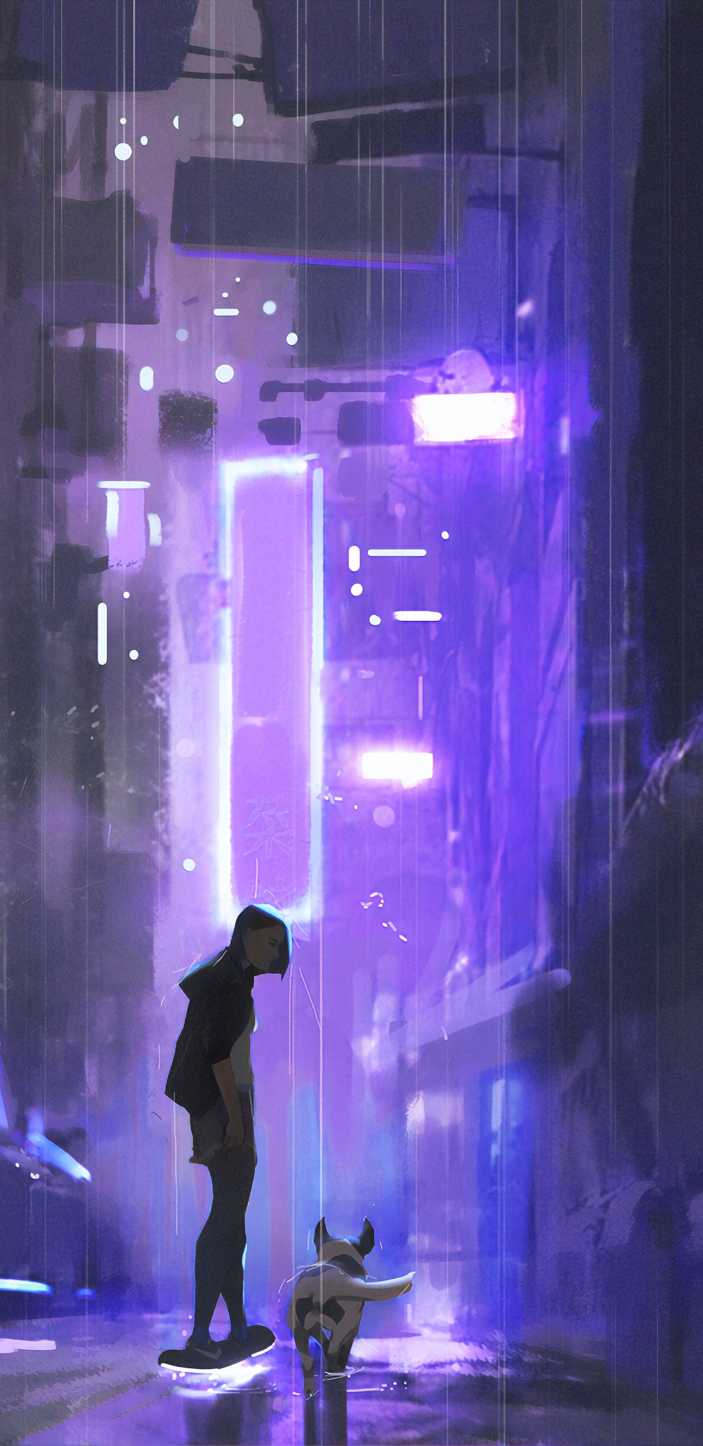 Обои неоновый скейтборд, скейтборд, скейтбординг, арт, пурпур в разрешении 1440x2960