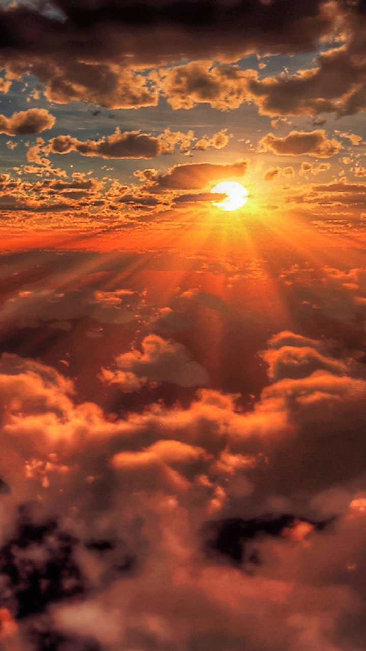 Обои облако, дневное время, послесвечение, атмосфера, солнечный свет в разрешении 720x1280