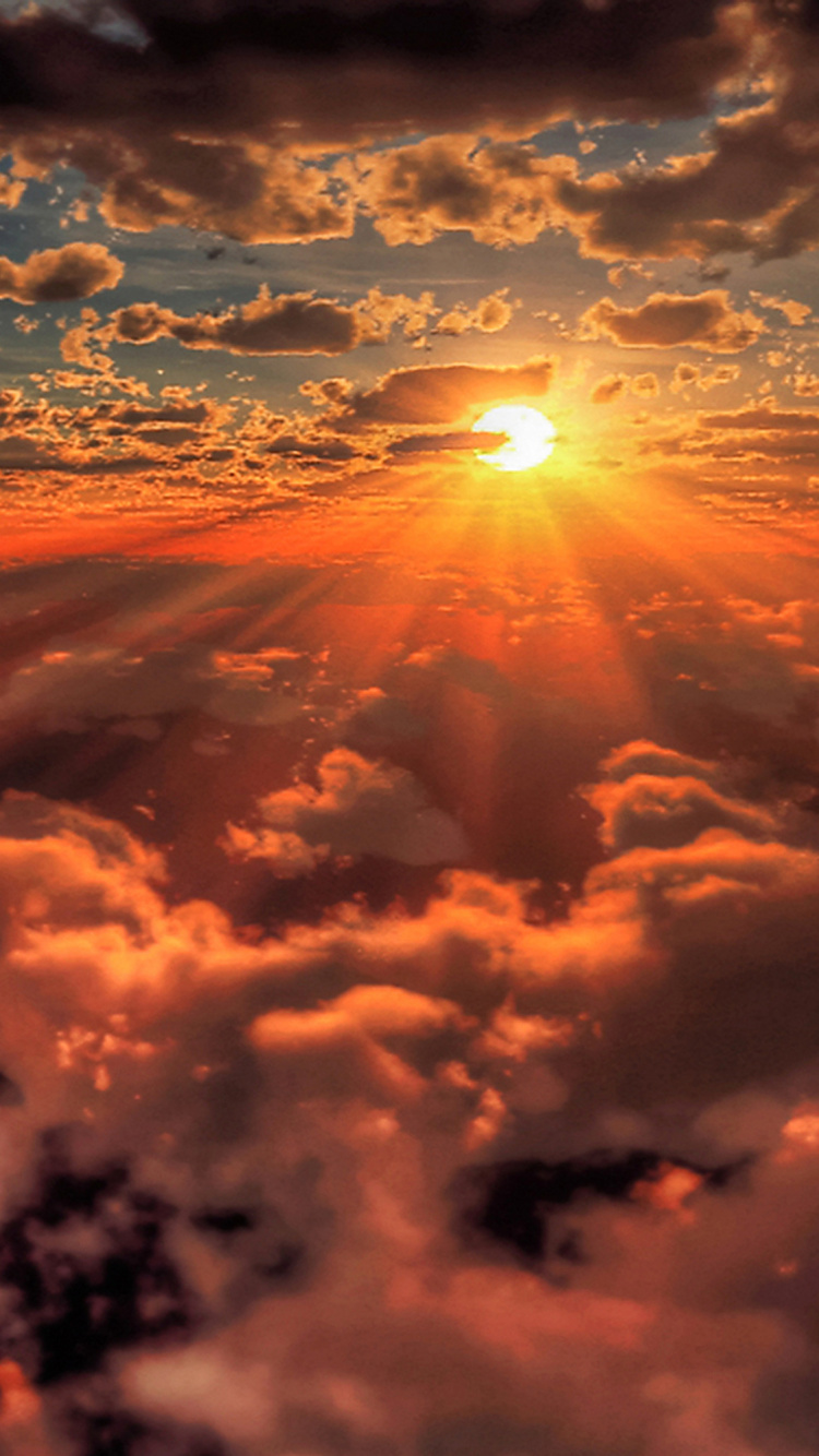 Обои облако, дневное время, послесвечение, атмосфера, солнечный свет в разрешении 750x1334