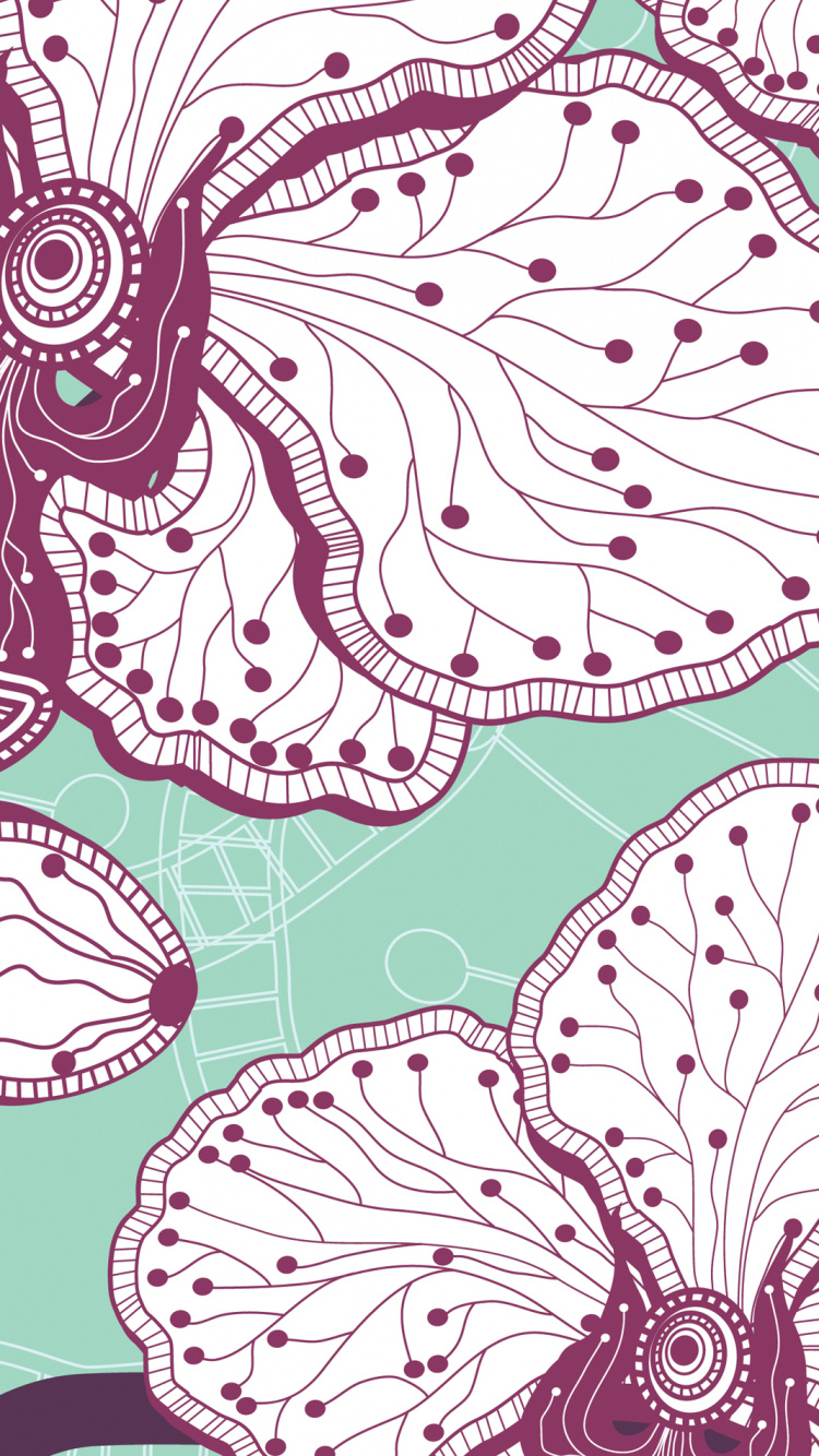 Обои цветок, рисование, векторная графика, орхидея, узор в разрешении 750x1334