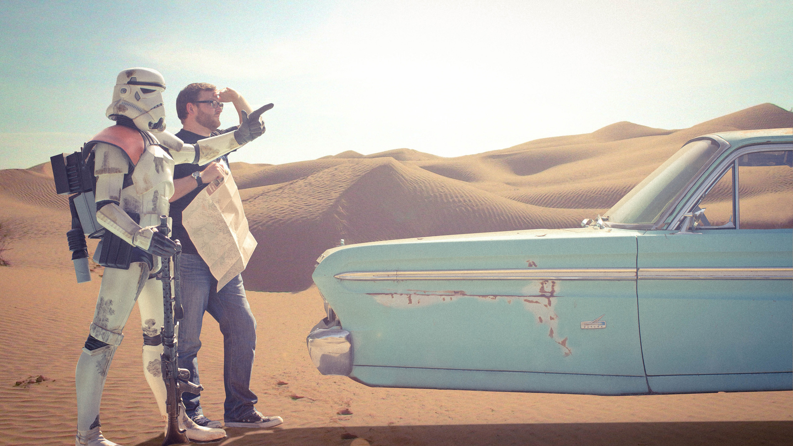 Обои штурмовик, пустыня, пейзаж, небо, путешествие в разрешении 2560x1440