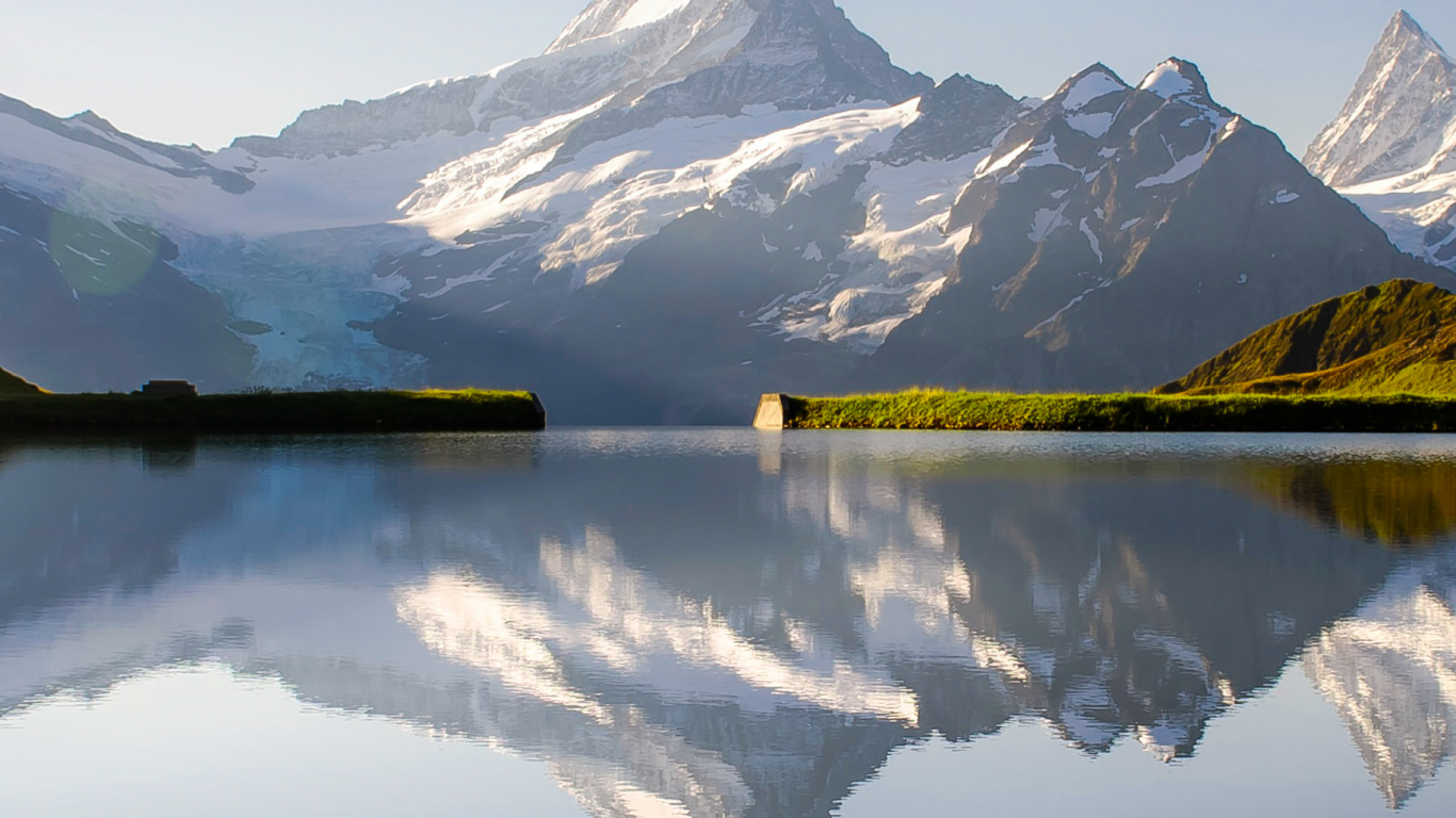 Обои гора, бахальпзее, пейзаж, скользкая тарелка, горный хребет в разрешении 1366x768