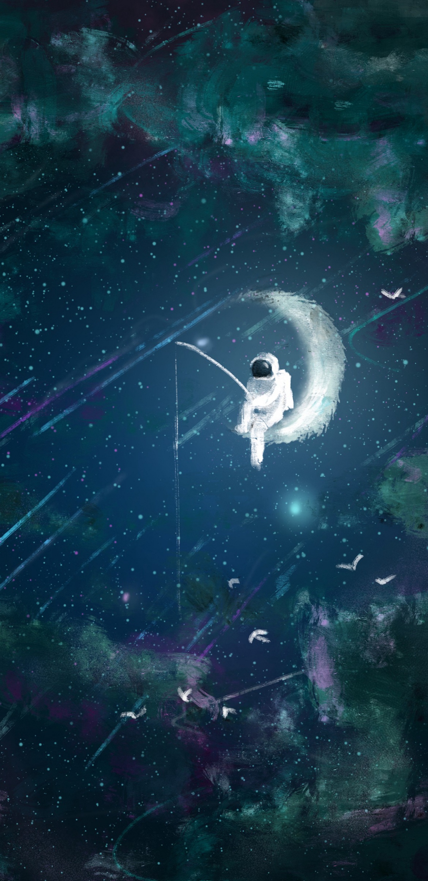 Обои арт, космос, иллюстрация, космическое пространство, темнота в разрешении 1440x2960