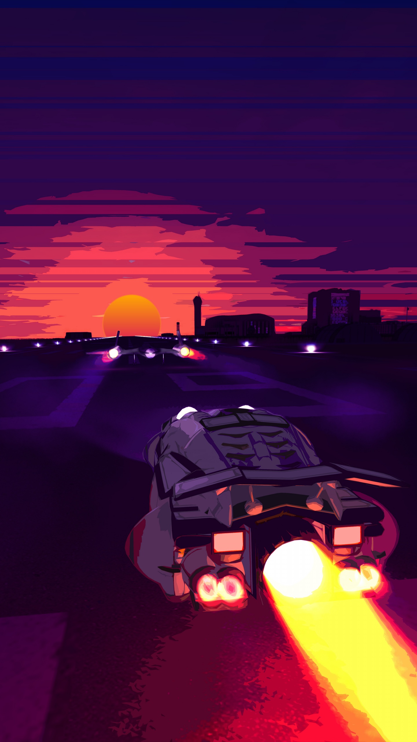 Обои Synthwave, пурпур, синий, Фиолетовый, красный цвет в разрешении 1440x2560