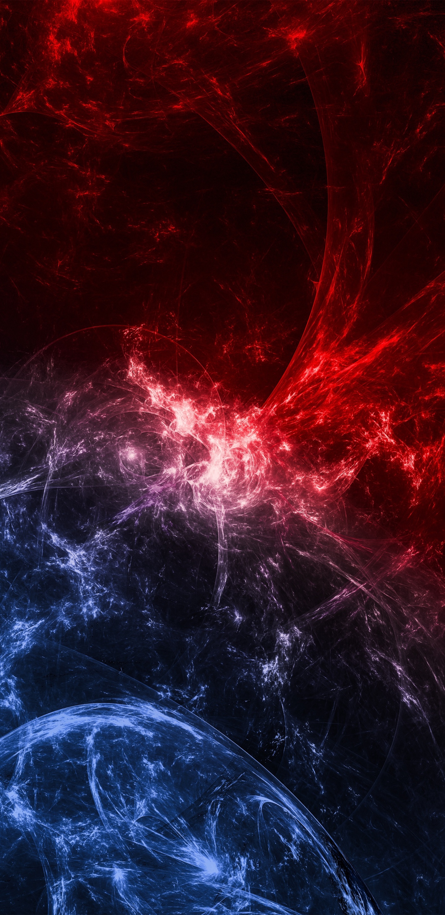 Обои фрактал, фрактальное искусство, красный цвет, пурпур, космос в разрешении 1440x2960