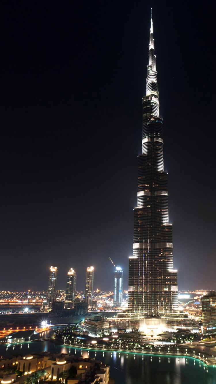Обои Бурдж Халифа, небоскреб, вышка, город, городской пейзаж в разрешении 750x1334