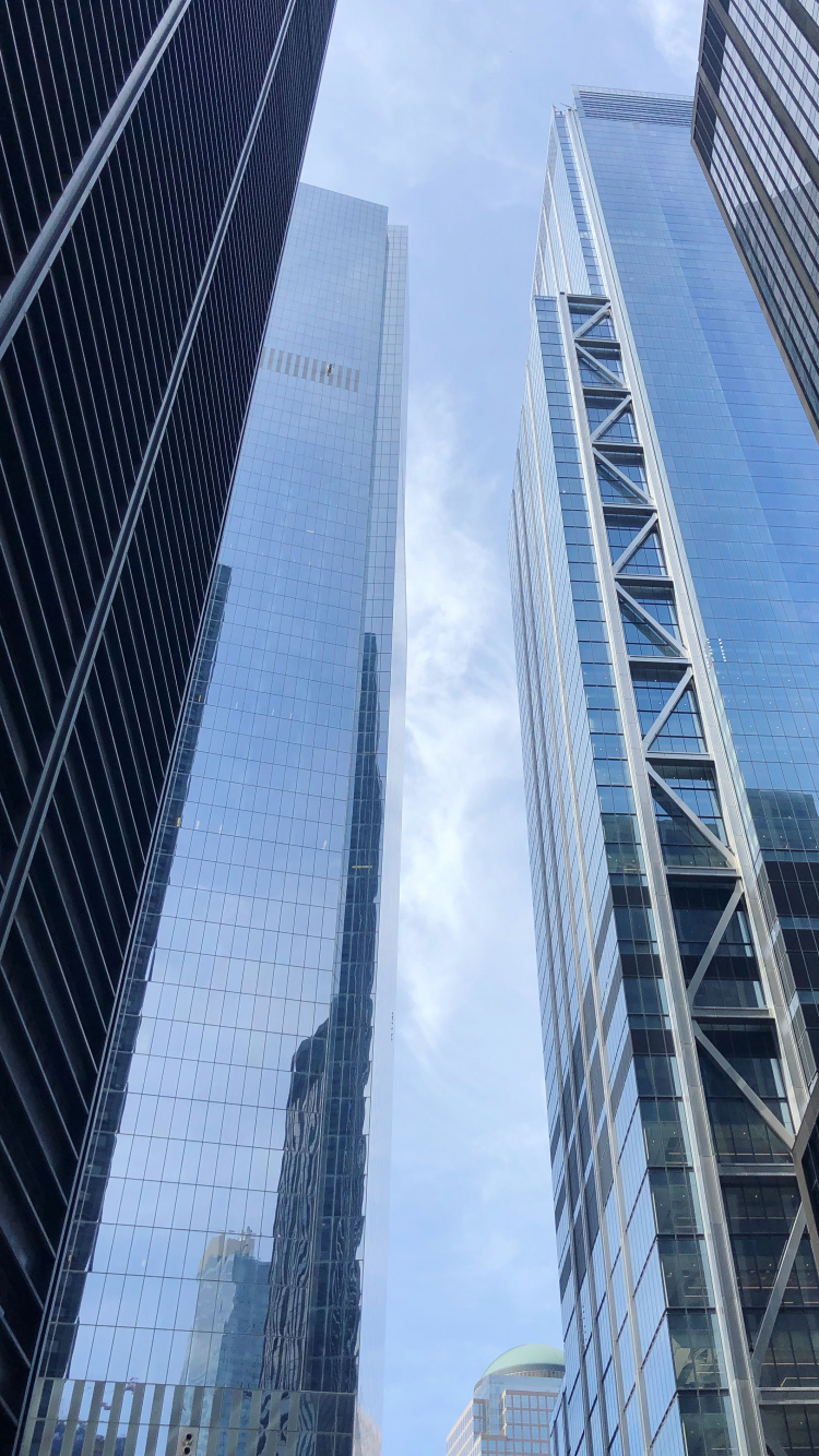 Обои Нью-Йорк, США, небоскреб, башня, синий в разрешении 750x1334