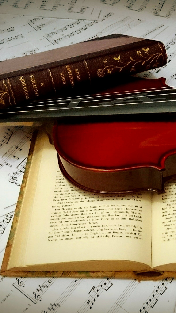 Обои скрипка, музыкальная нота, арт, струнный инструмент, музыка в разрешении 750x1334