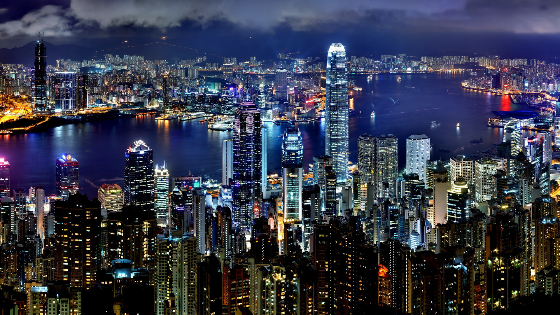 Обои Гонконг, городской пейзаж, город, метрополия, городской район в разрешении 1920x1080