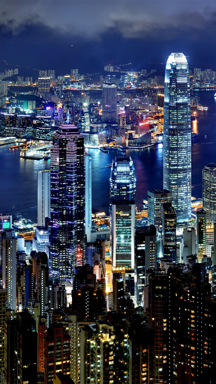 Обои Гонконг, городской пейзаж, город, метрополия, городской район в разрешении 750x1334