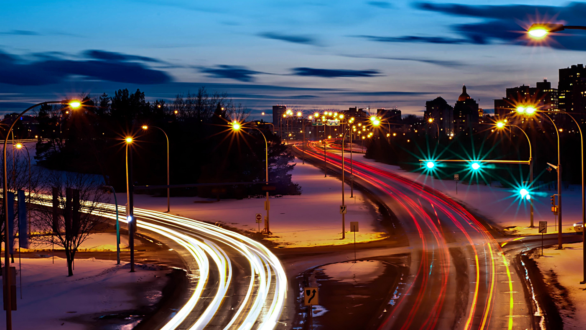 Обои ночь, уличный фонарь, городской район, городской пейзаж, бездна в разрешении 1920x1080