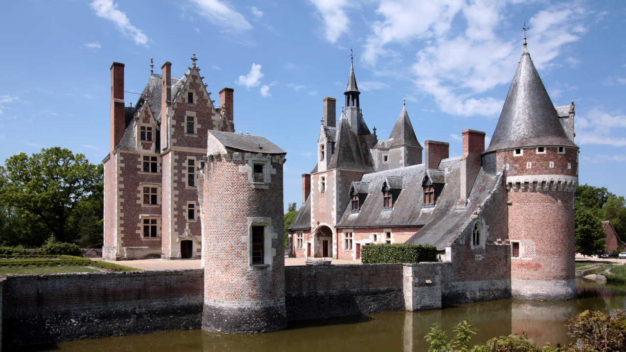 Обои Chteau дю-Мулен, долина Луары, Chteaux долины Луары, замок, водный путь в разрешении 1280x720