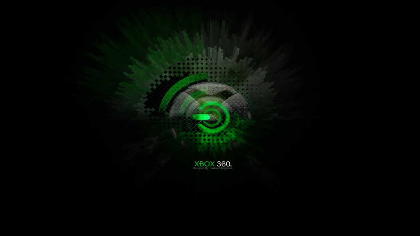 Обои xbox 360, xbox, зеленый, круг, графический дизайн в разрешении 1366x768