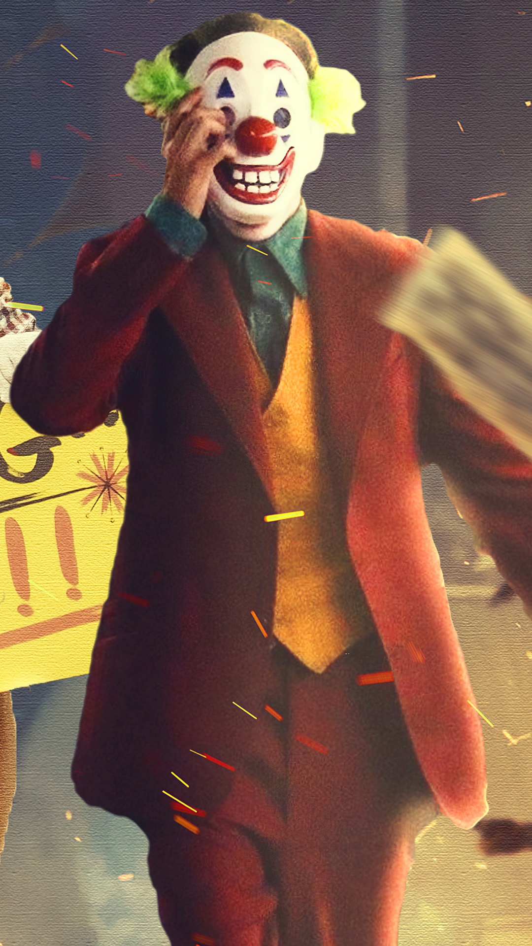 Обои Джокер, клоун, суперзлодей, театральное искусство, забава в разрешении 1080x1920