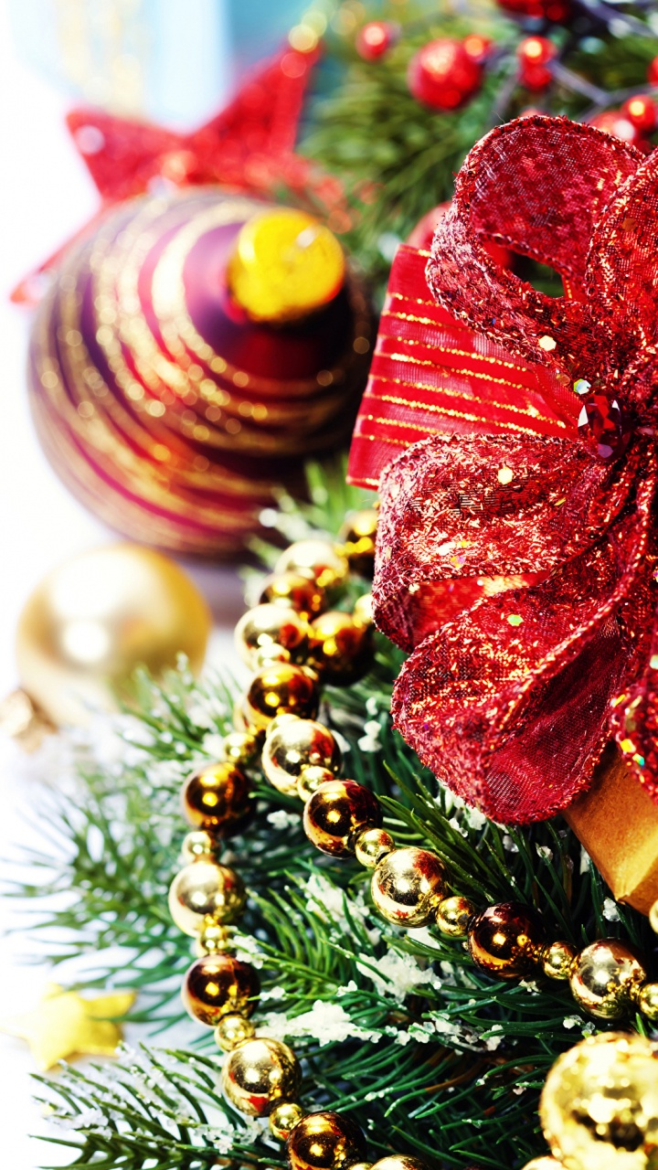 Обои Рождественский день, рождественский орнамент, Новый год, Рождественские украшения, Рождество в разрешении 720x1280