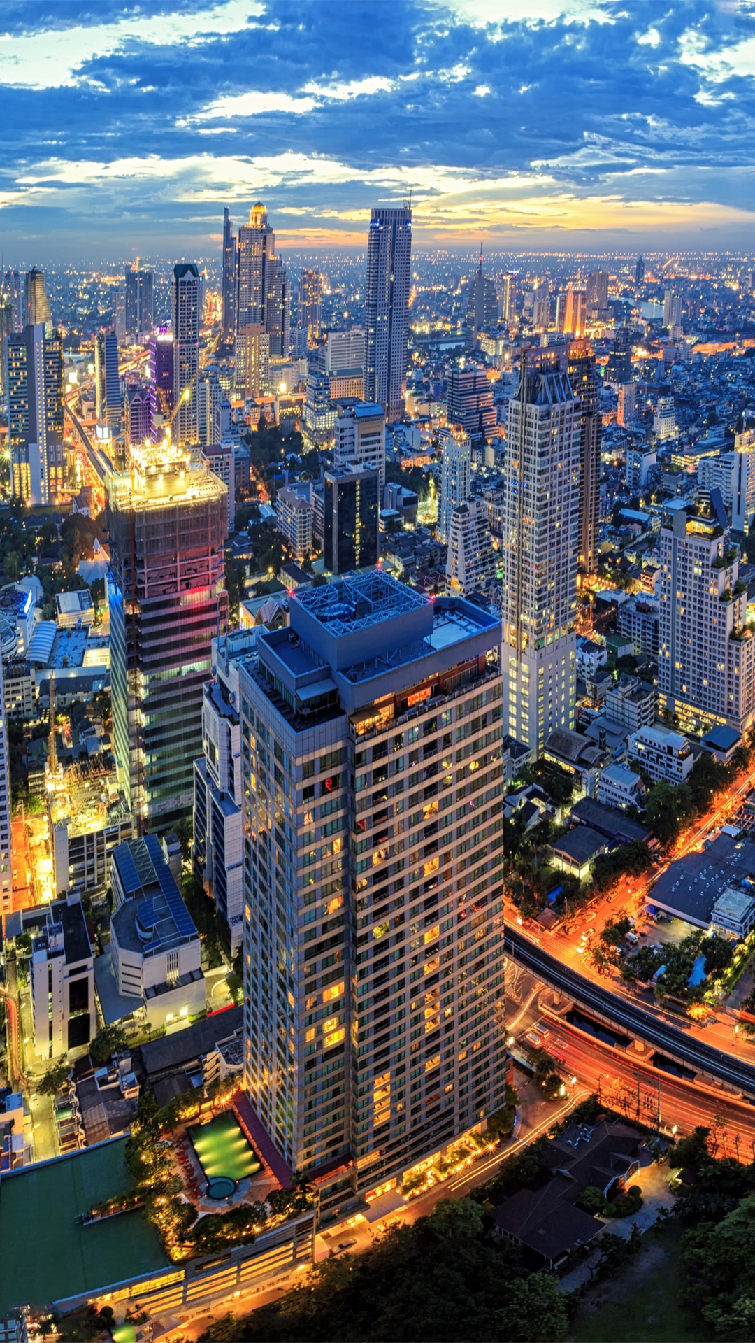 Обои Таиланд Бангкок, городской пейзаж, город, метрополия, городской район в разрешении 1080x1920