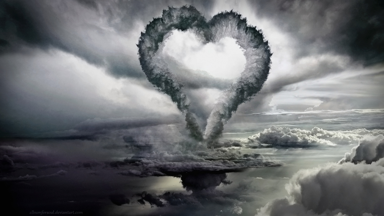 Обои природа, облако, любовь, сердце, вода в разрешении 1280x720