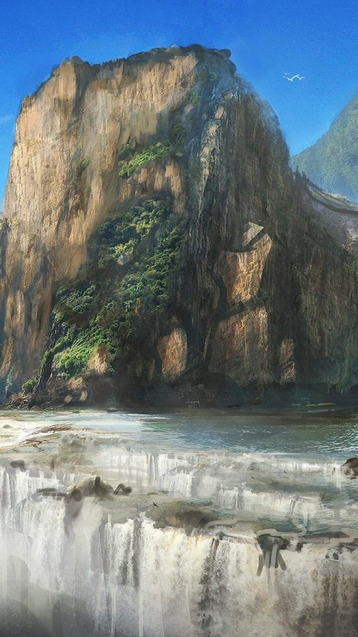 Обои природа, вода, водоток, красивая гора, небо в разрешении 720x1280